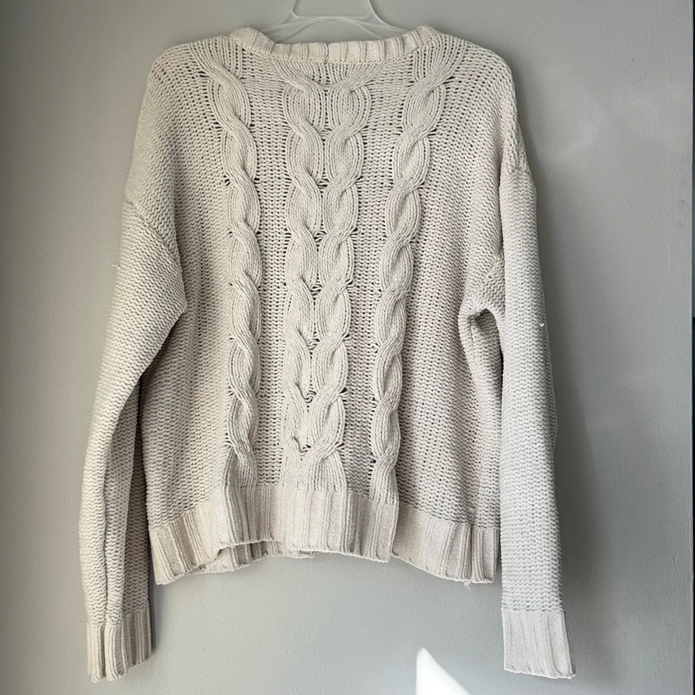 American Eagle Outfitters Cozy Cable Knit Sweater - Cream - Size M - Picture 6 of 9